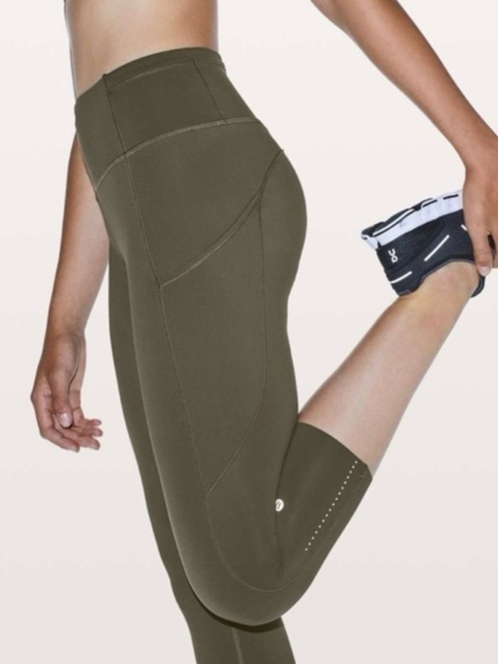 Lululemon Fast & Free Crop II 19" Olive Green Nulux Leggings Size 6